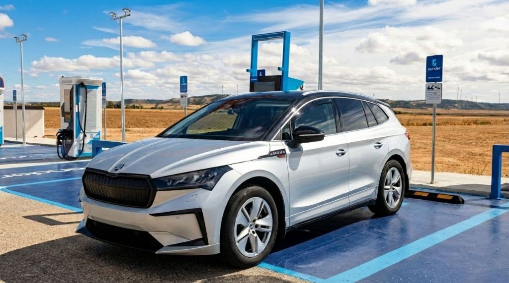 Skoda Enyaq Blanco - Vehículo Eléctrico sin distintivos