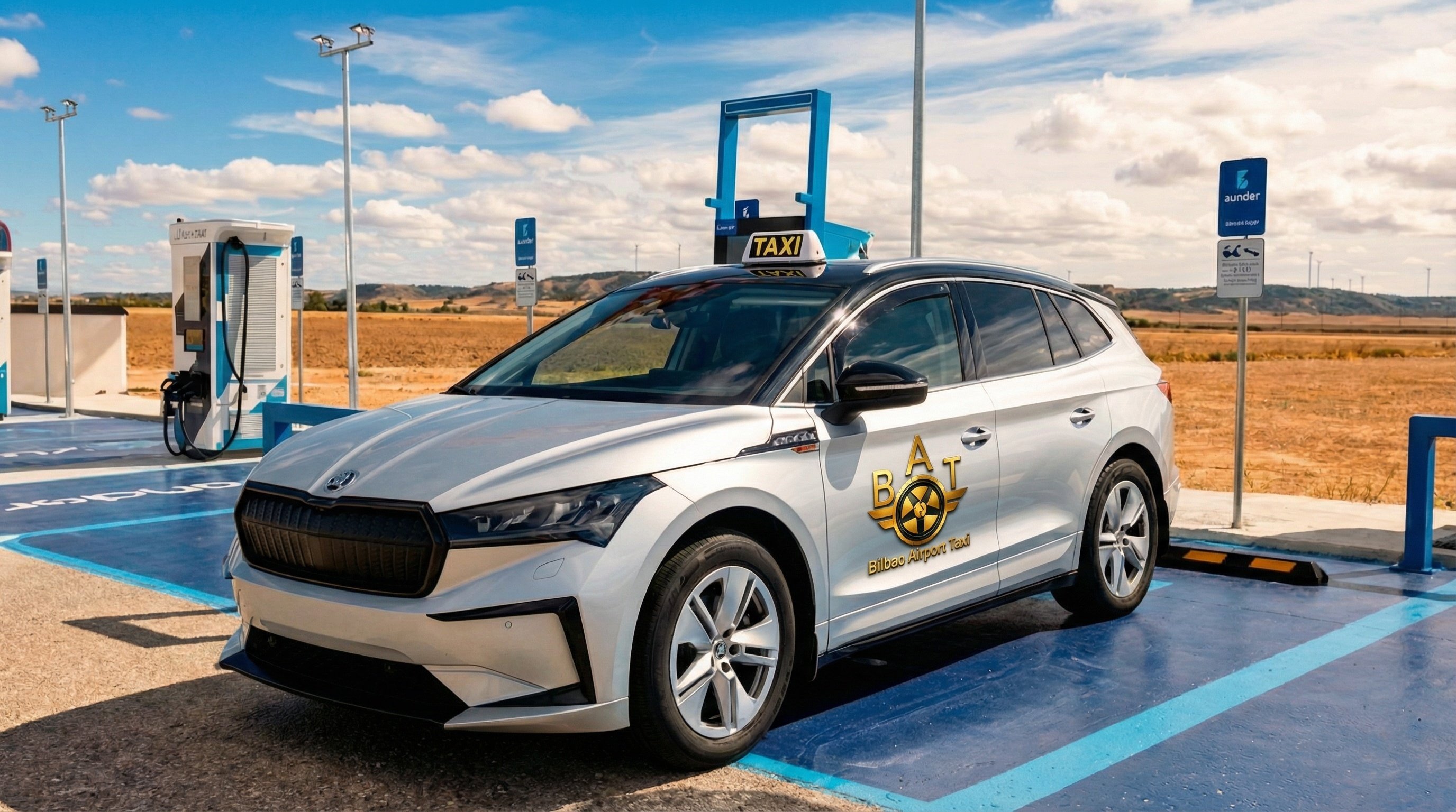 Skoda Enyaq Blanco BAT - Vehículo 100% Eléctrico en Estación de Carga